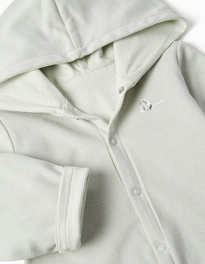Conjunto de 3 peças de algodão às riscas para recém-nascidos, branco/verde