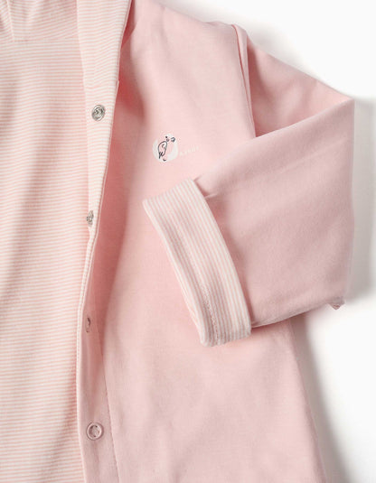 Conjunto de 3 peças de algodão para recém-nascida, rosa-claro