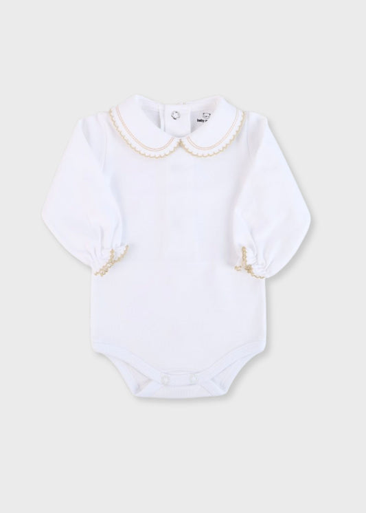 Bodie de bebé menina com gola elegante