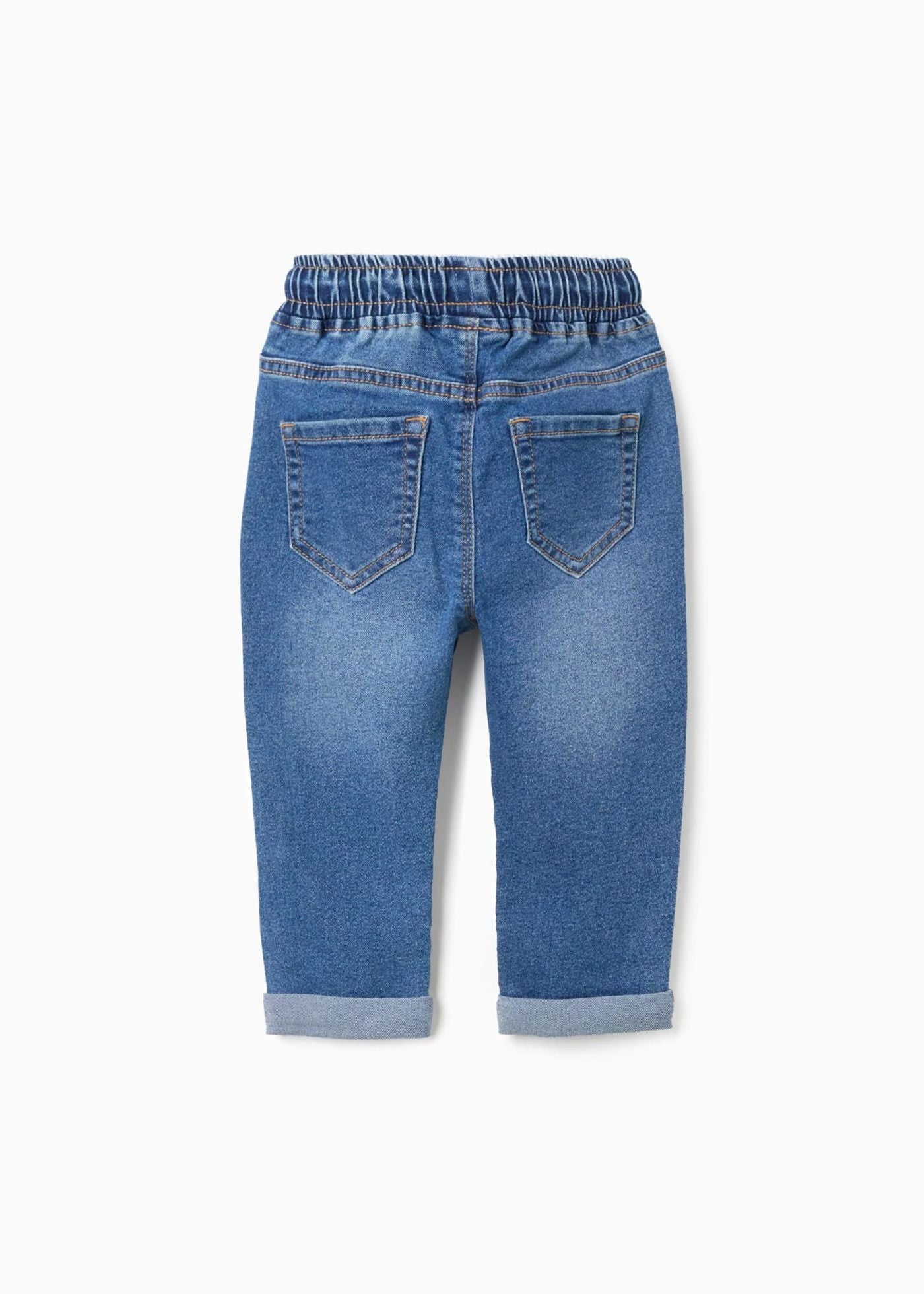Calças de ganga slim fit com cordão para bebé menino, azul
