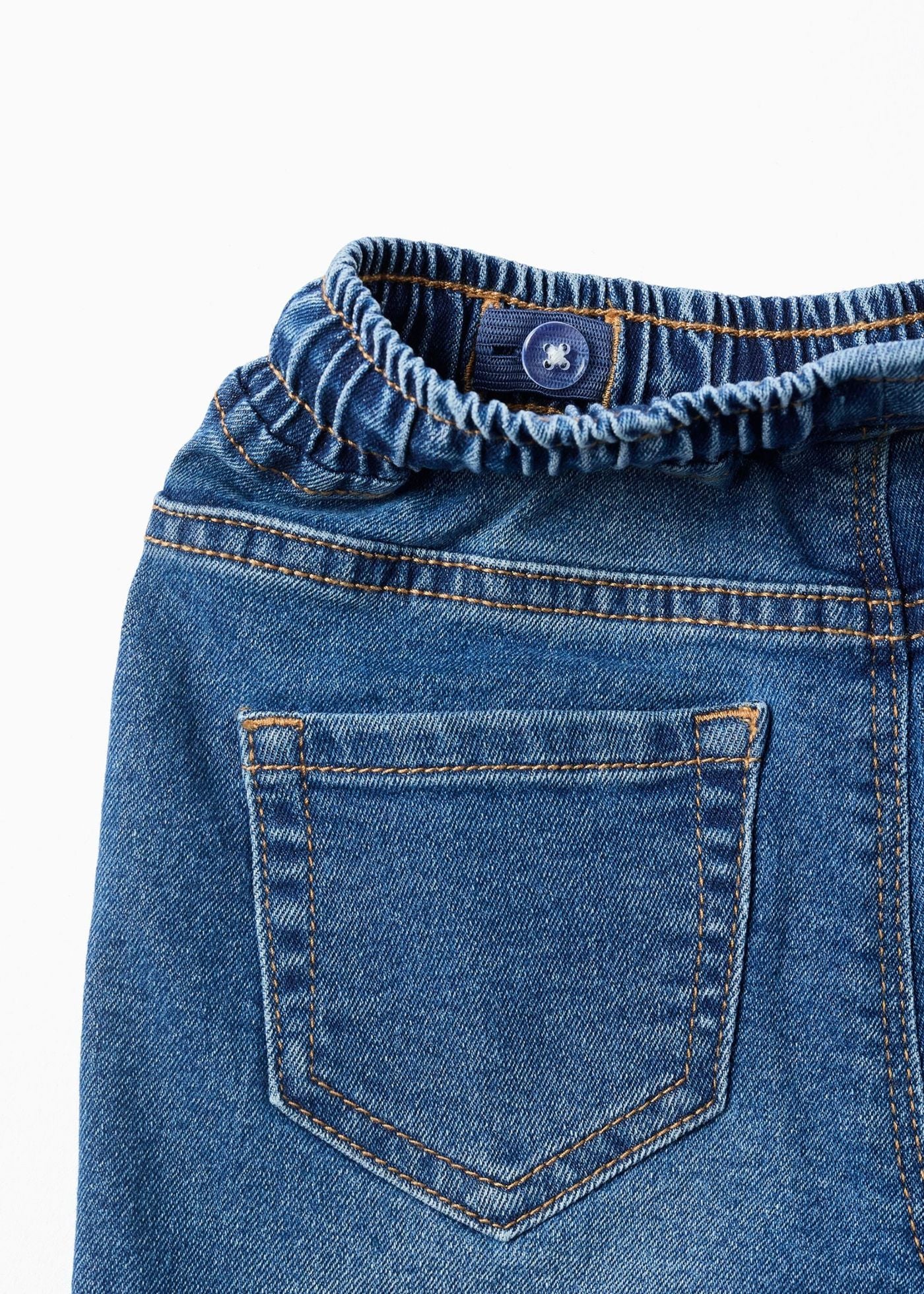Calças de ganga slim fit com cordão para bebé menino, azul
