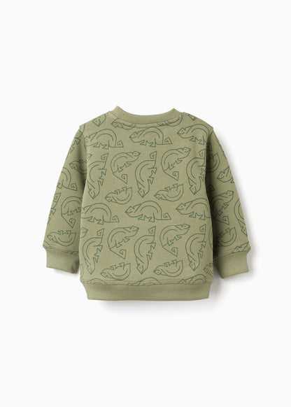 Sweat de algodão com bolso canguru para bebé menino, verde musgo, ZIPPY
