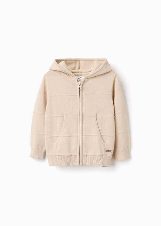 Casaco de malha e com capuz para bebé menino