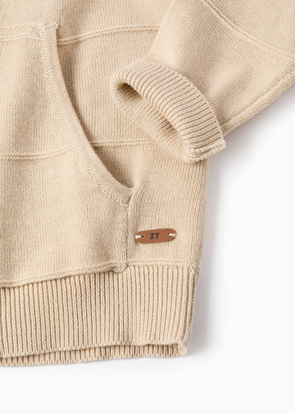 Casaco de malha e com capuz para bebé menino