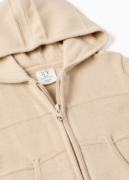 Casaco de malha e com capuz para bebé menino