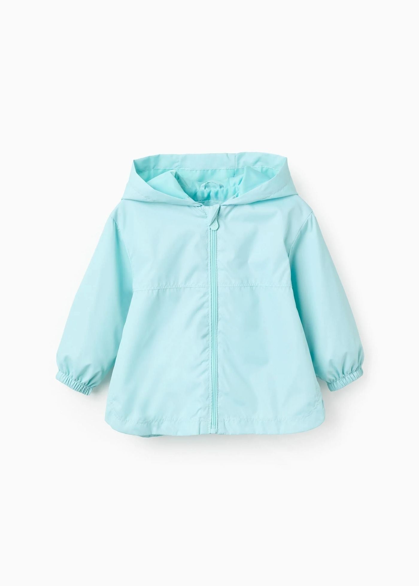 Casaco corta-vento com capuz e forro para bebé menina, azul-turquesa