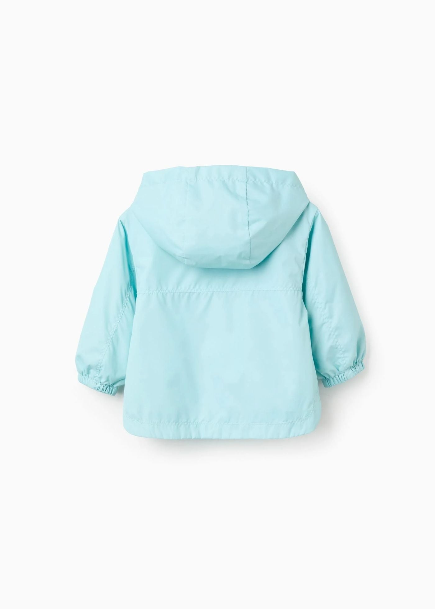 Casaco corta-vento com capuz e forro para bebé menina, azul-turquesa
