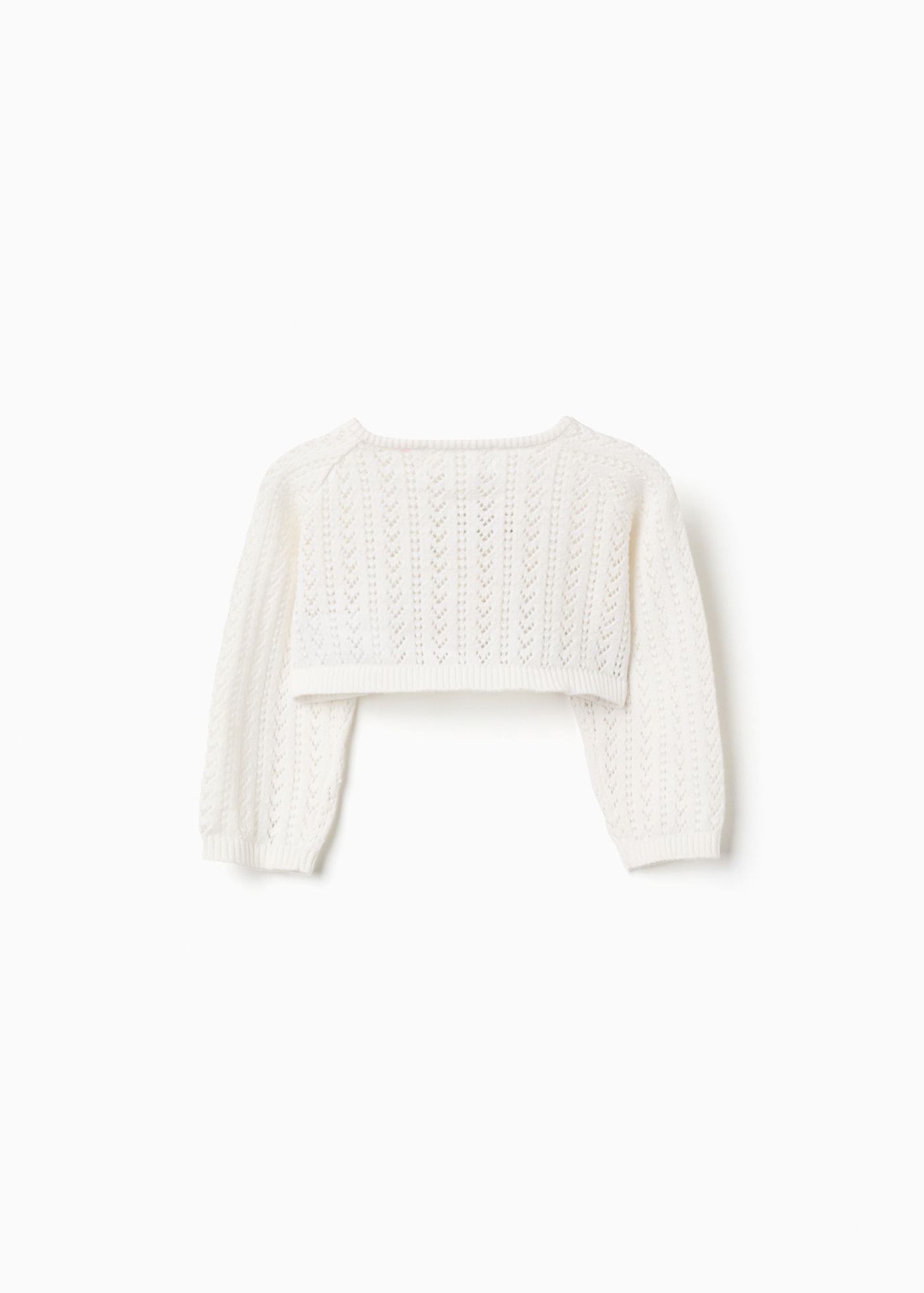 Casaco de malha curto para bebé menina, branco