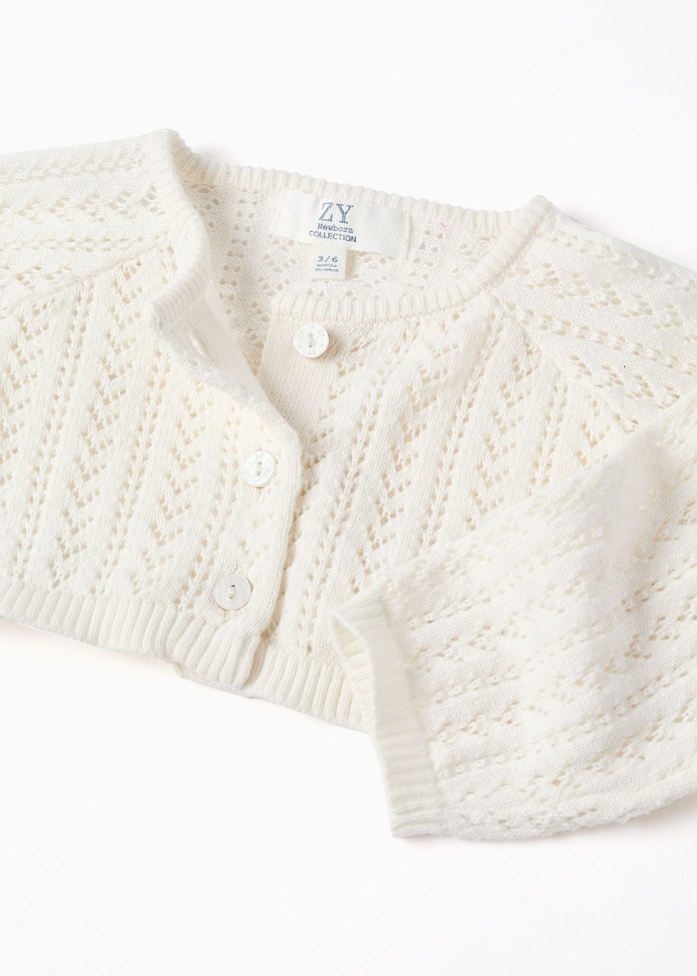 Casaco de malha curto para bebé menina, branco
