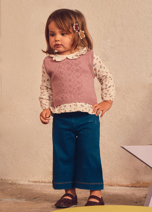 Conjunto de menina com calças e blusa com colete, mayoral