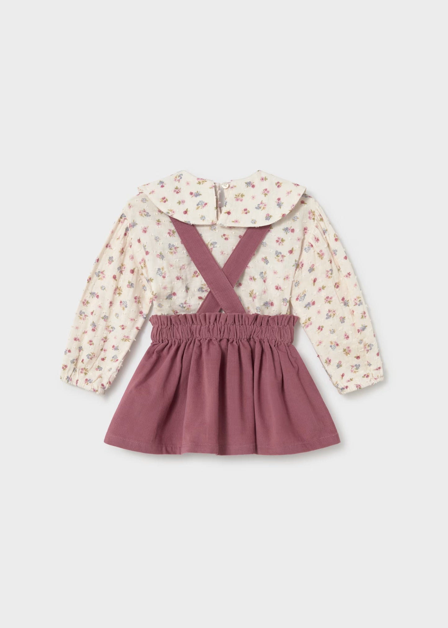 Conjunto saia com alças e blusa de menina, mayoral