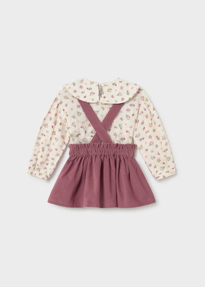 Conjunto saia com alças e blusa de menina, mayoral