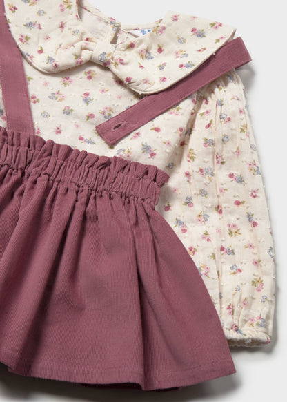 Conjunto saia com alças e blusa de menina, mayoral