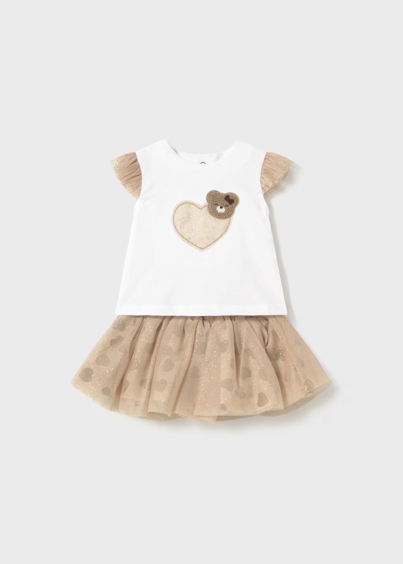 Conjunto saia tule e t-shirt recém nascida