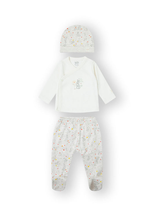 Conjunto de algodão para recém nascida