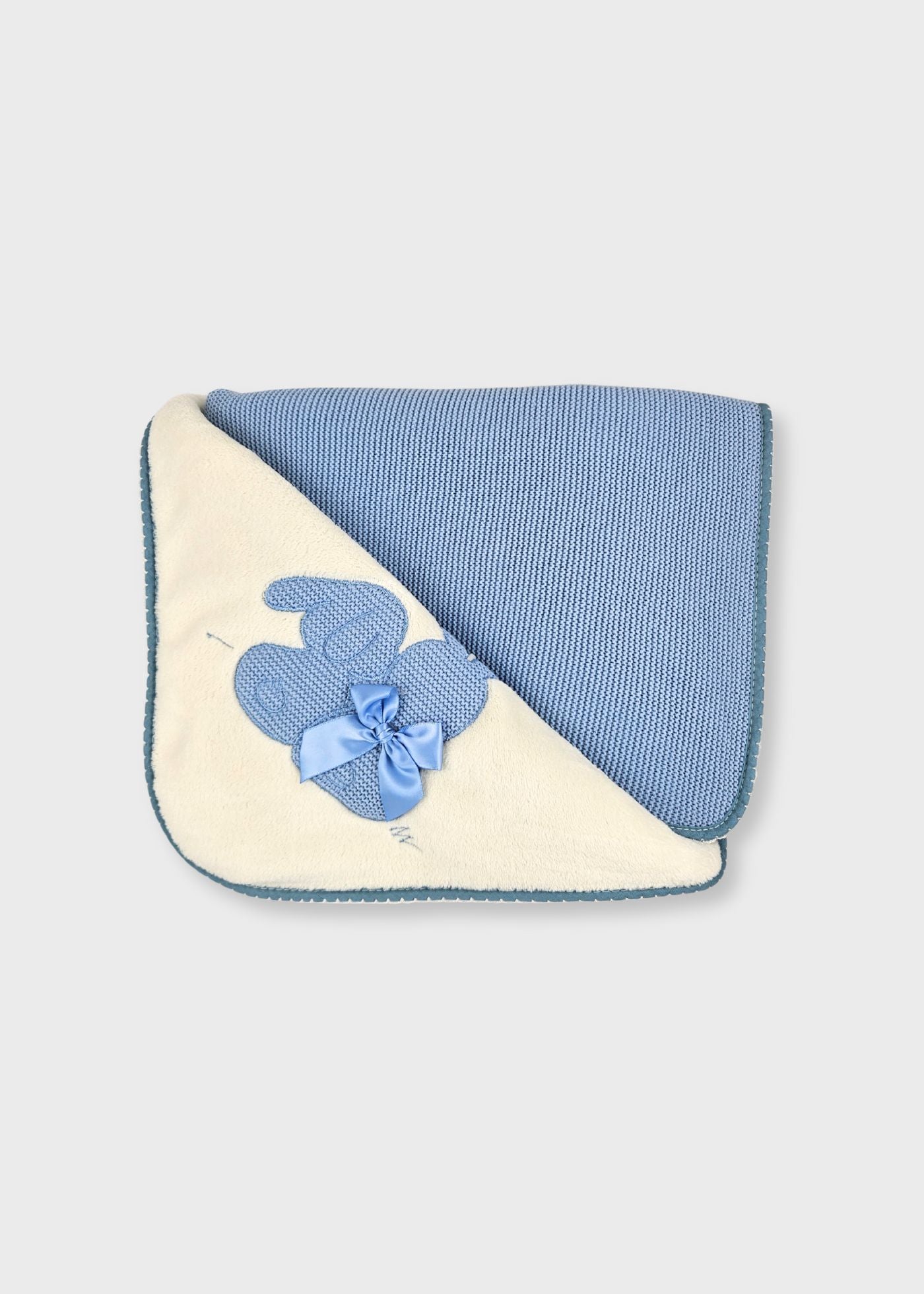 Manta cardada de bebé- azul cobalto