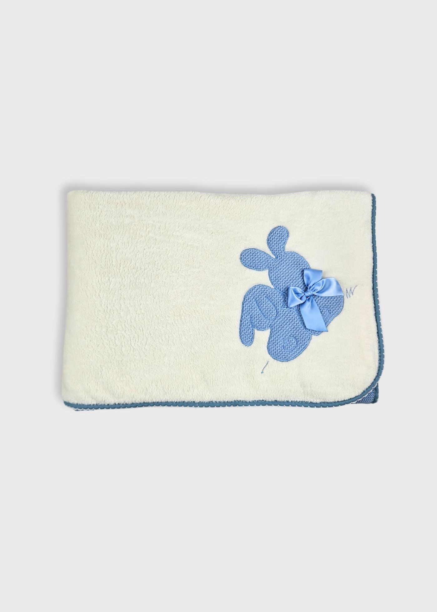 Manta cardada de bebé- azul cobalto