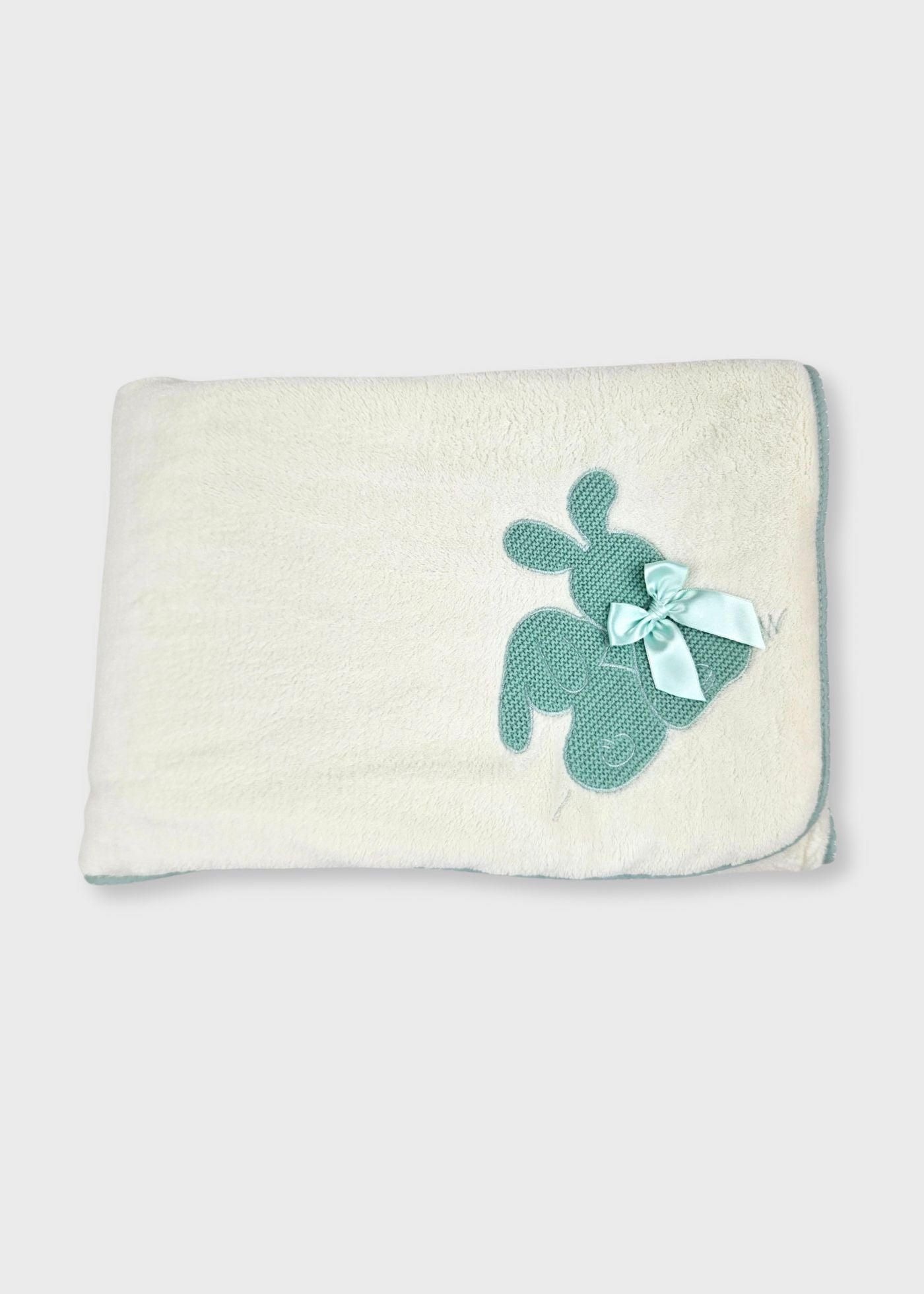 Manta cardada de bebé-verde água