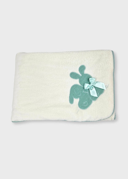 Manta cardada de bebé-verde água