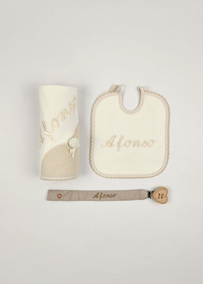 Pack Bordado Fraldinha, Babete, Prende chupeta