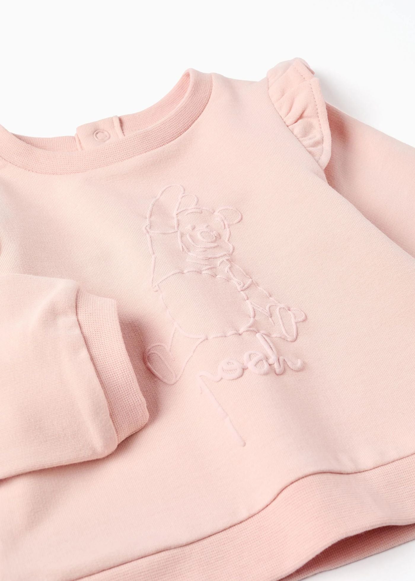 Sweat com estampado do Pooh + calças para recém-nascida, rosa-claro