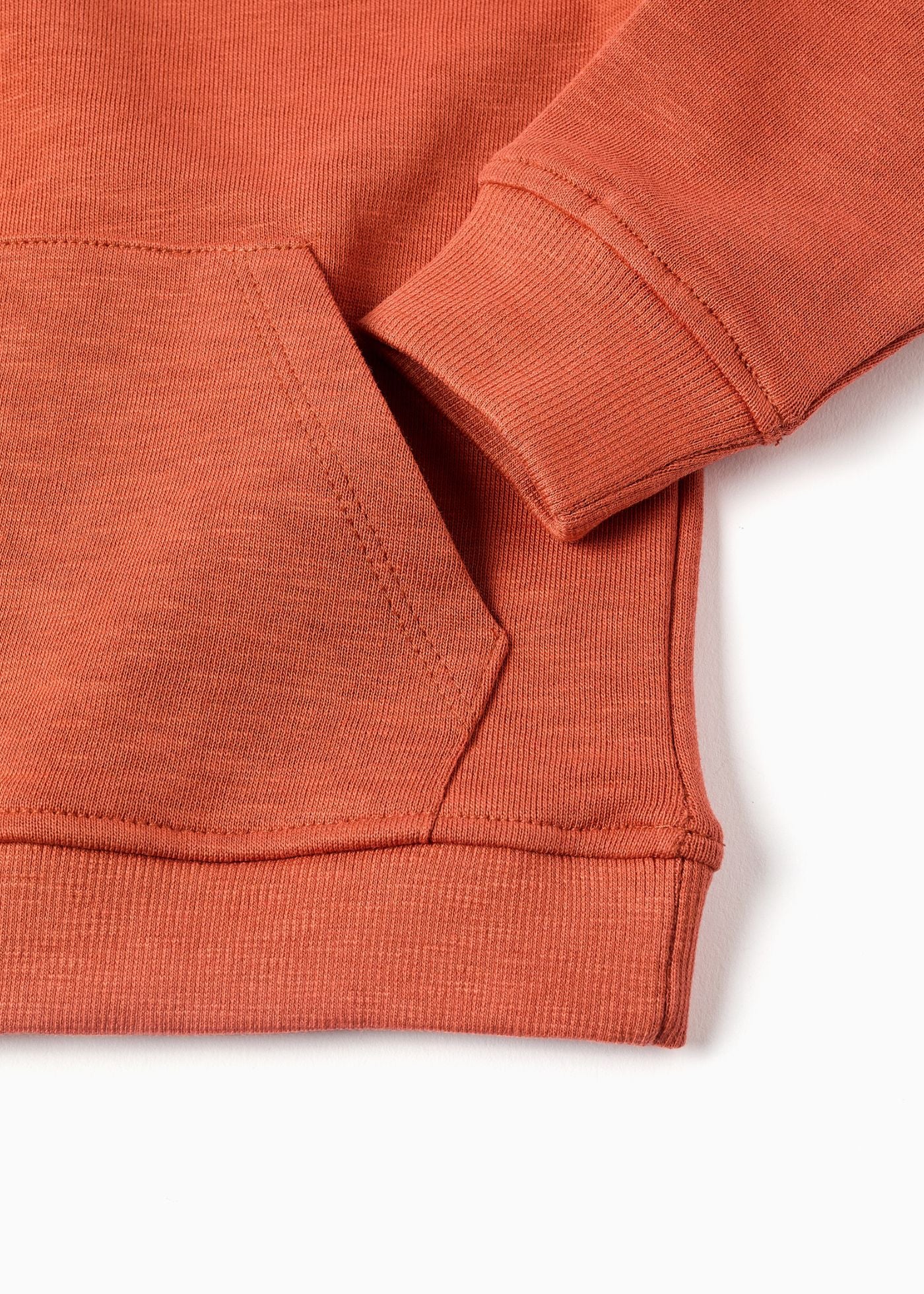 Sweat de algodão com bolso canguru para bebé menino, lã laranja, ZIPPY