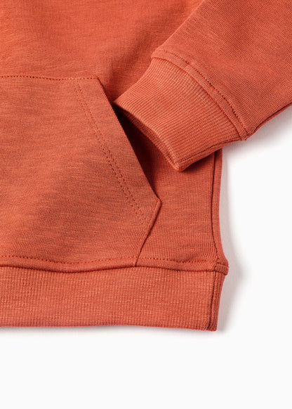Sweat de algodão com bolso canguru para bebé menino, lã laranja, ZIPPY