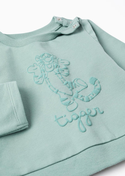 Sweat com estampado do Tigre + calças para recém-nascido, verde-claro