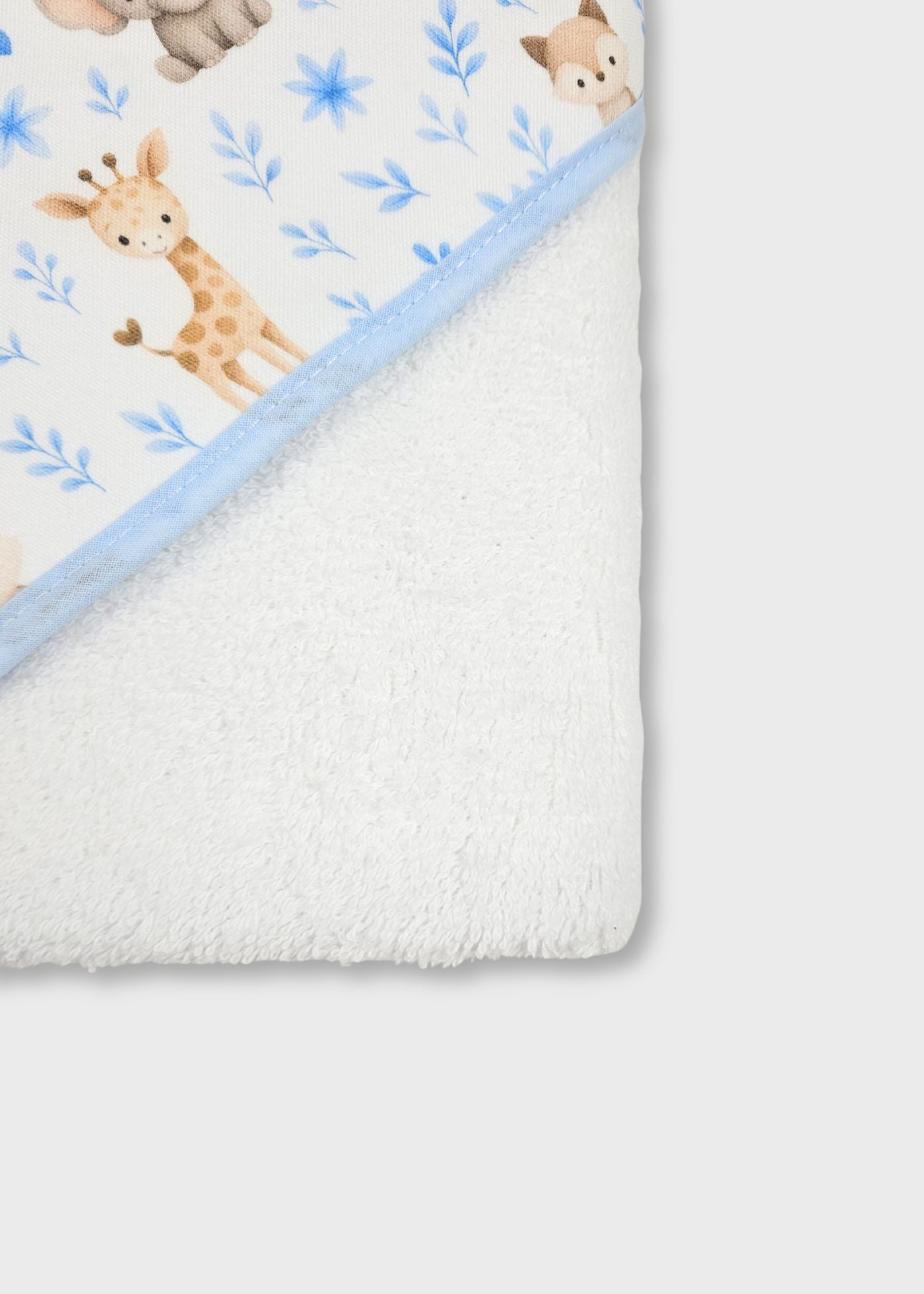 Toalha de banho de bebé em algodão, azul bebé