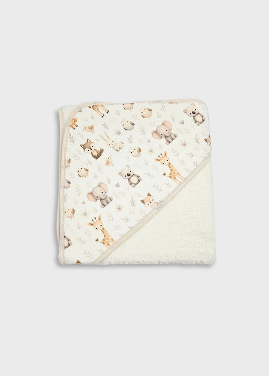 Toalha de banho de bebé em algodão, bege