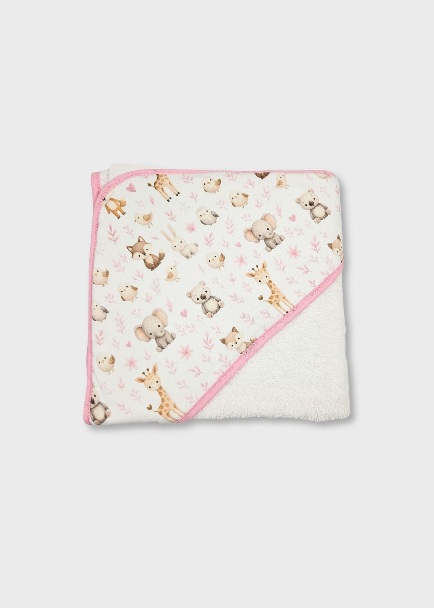 Toalha de banho de bebé em algodão, cor de rosa