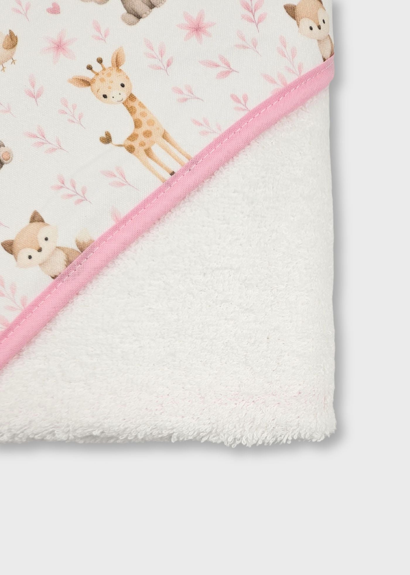 Toalha de banho de bebé em algodão, cor de rosa