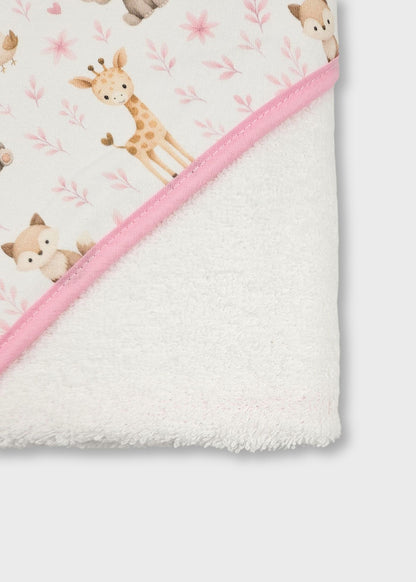 Toalha de banho de bebé em algodão, cor de rosa