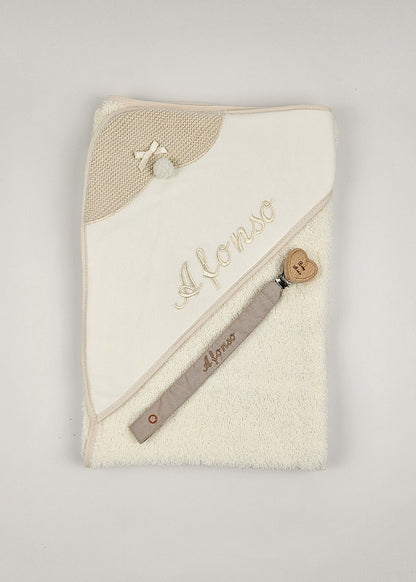 Pack Bordado toalha e prende chupeta.