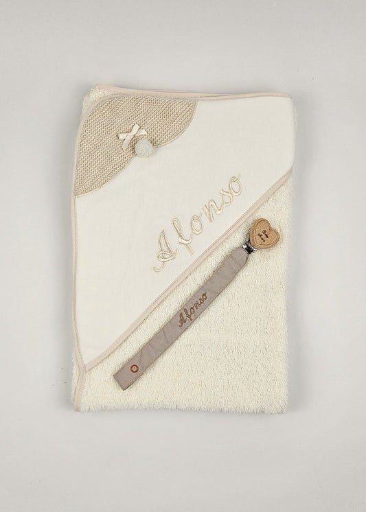 Pack Bordado toalha e prende chupeta.